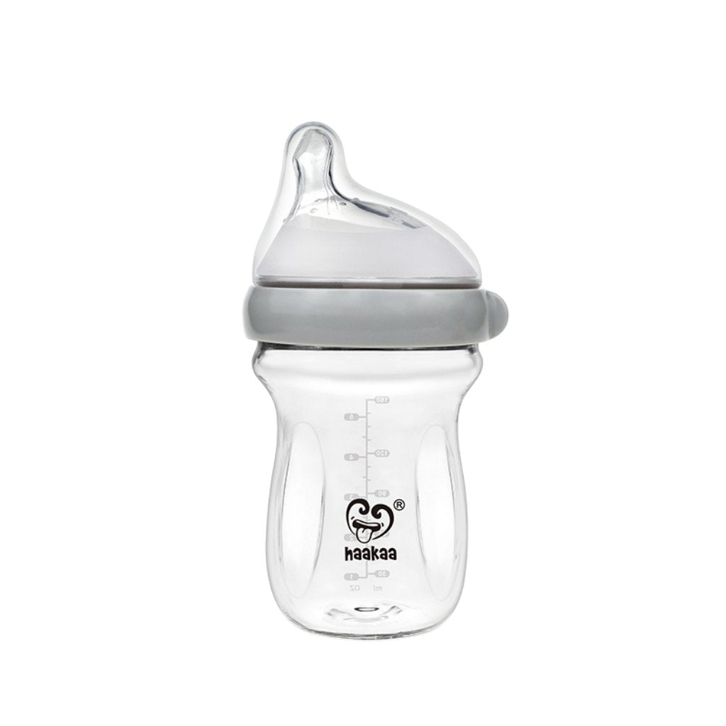 Haakaa Glass Baby Bottle 160ml (6m+) - Play Nourish Thrive